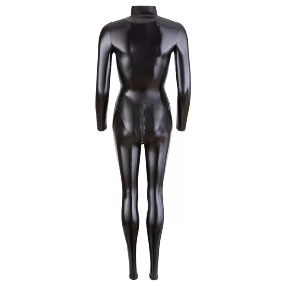 Cottelli - catsuit til fest - langærmet - blank sort - S