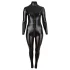 Cottelli Plus Size - party catsuit med lange ærmer - blank sort - 2XL