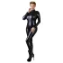 Cottelli Plus Size - party catsuit med lange ærmer - blank sort - 4XL