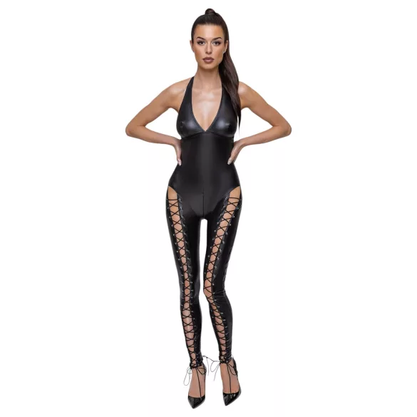 Cottelli Party - halterneck snørebånd jumpsuit (sort)