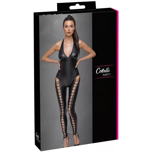 Cottelli Party - halterneck snørebånd jumpsuit (sort) - M