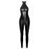 Noir - skinnende jumpsuit med lynlås (sort) - M