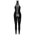 Noir - skinnende jumpsuit med lynlås (sort) - M