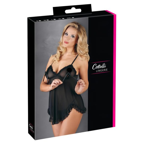 Cottelli - Let babydoll med flæser (sort)