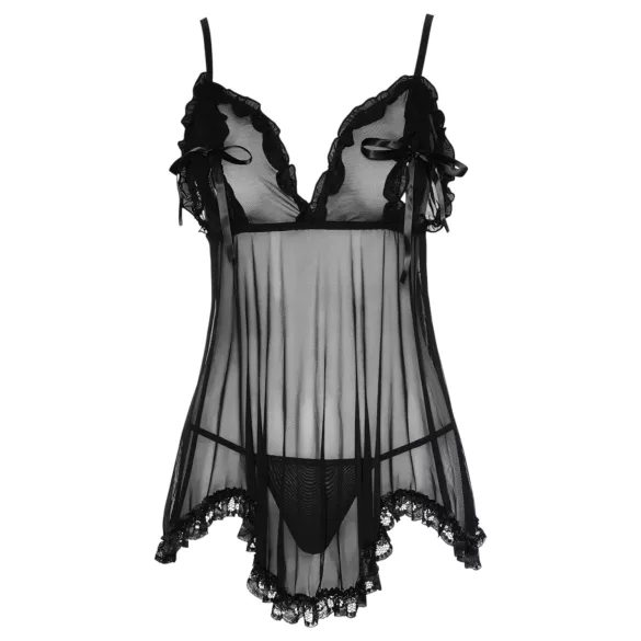 Cottelli - babydoll med flæser - sort lingeri
