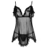 Cottelli - babydoll med flæser - sort lingeri - XL