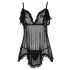 Cottelli - babydoll med flæser - sort lingeri - XXL