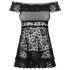 Obsessive Flores - Rynket Babydoll og Thong (Sort)