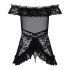 Obsessive - babydoll med flæser og g-streng - sort - L/XL