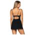 Obsessive Luvae - Blomstret netnatkjole & Tanga (Sort)