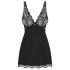 Obsessive Luvae - Blomstret netnatkjole & Tanga (Sort) - L/XL