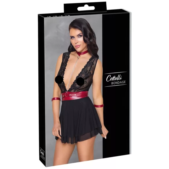 Cottelli Bondage - blonde babydoll med halterneck (sort) - M