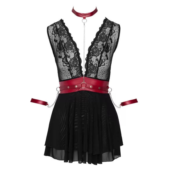 Cottelli Bondage - blonde babydoll med halterneck (sort) - M