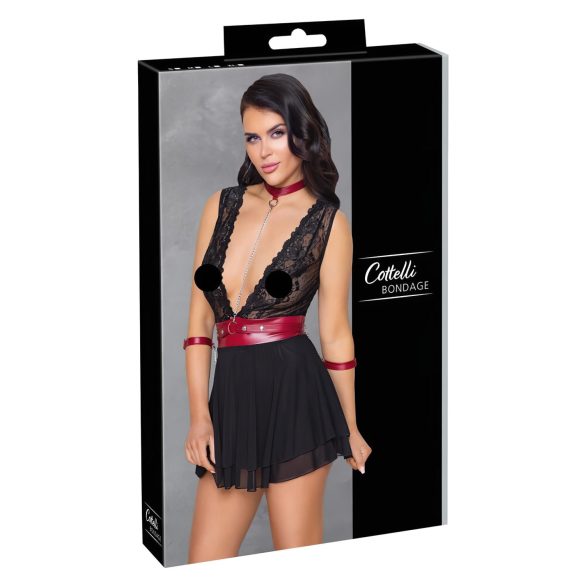 Cottelli Bondage - blonde babydoll med halterneck (sort) - XL