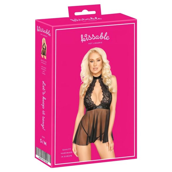 Kysseklar - halsbånd, blonde babydoll (sort) - L/XL