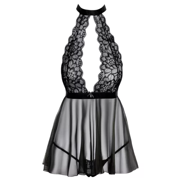 Kissable - babydoll med halsbånd - blonder - sort - L/XL