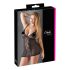 Cottelli Plus Size - Sort gennemsigtig natkjole med blonder