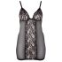 Cottelli Plus Size - Sort gennemsigtig natkjole med blonder - 2XL