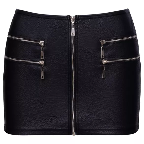 Cottelli - lynlås miniskirt i kunstlæder (sort)