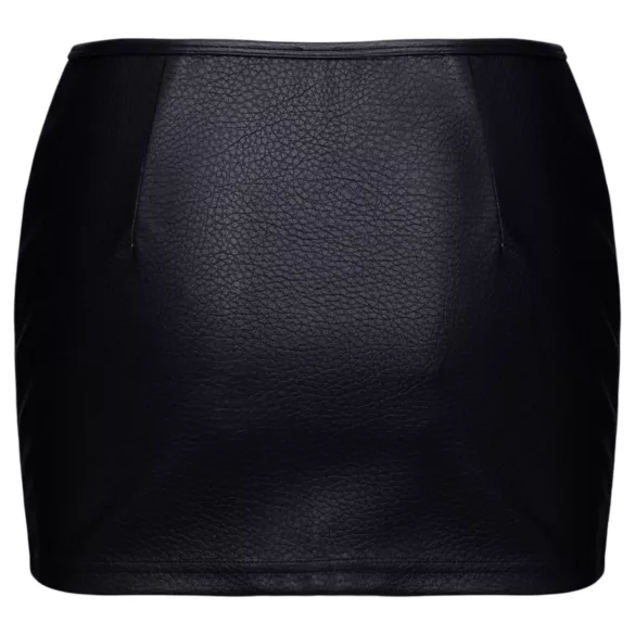 Cottelli - lynlås miniskirt i kunstlæder (sort)
