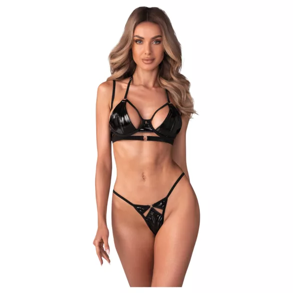 Obsessive Keira Lise - bh sæt - skinnende - sort - L/XL