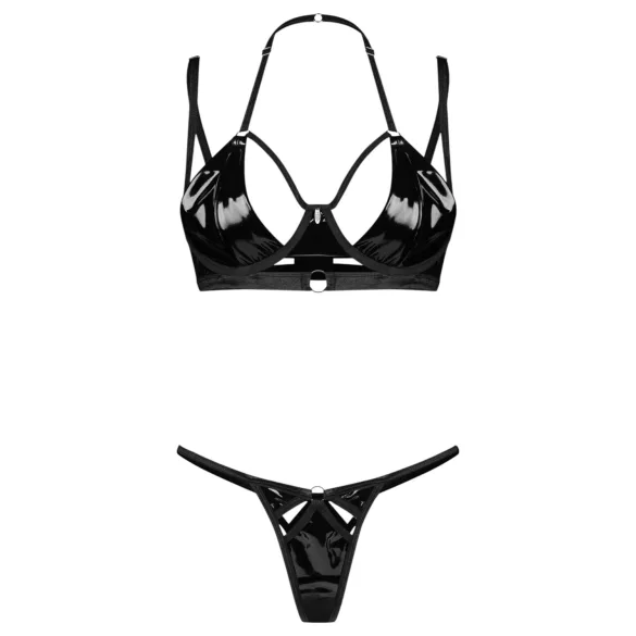 Obsessive Keira Lise - bh sæt - skinnende - sort - L/XL