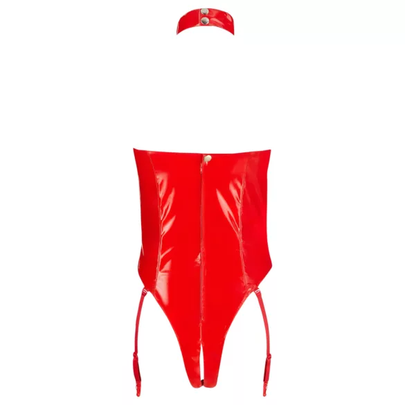 Black Level - åben bodystocking med halsbånd - rød - M