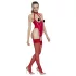 Black Level - åben bodystocking med halsbånd - rød - L