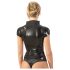 LATEX - Kortærmet, lynlåslukket damebluse (sort) - 2XL