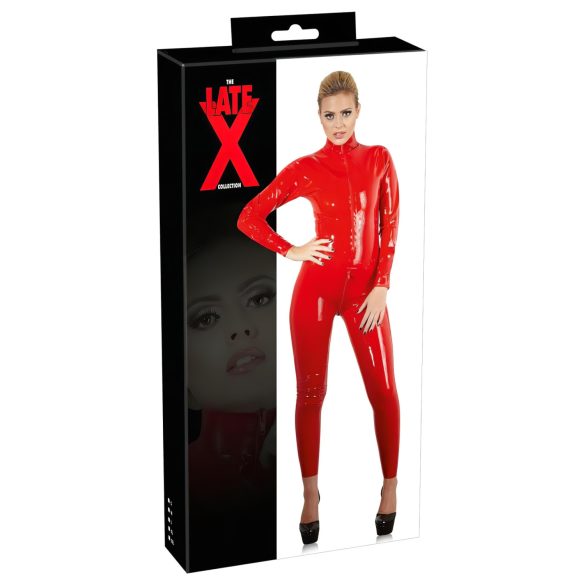 LATEX - langærmet dame heldragt (rød)