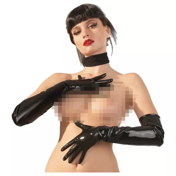LATEX - lange latexhandsker - unisex - sort - XL