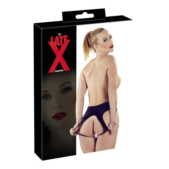 LATEX - åben g-streng til kvinder - sort (S-L)