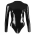 LATEX - bodysuit til kvinder - langærmet - sort latex - L
