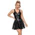 LATEX - minikjole med flæsekant (sort) - XL