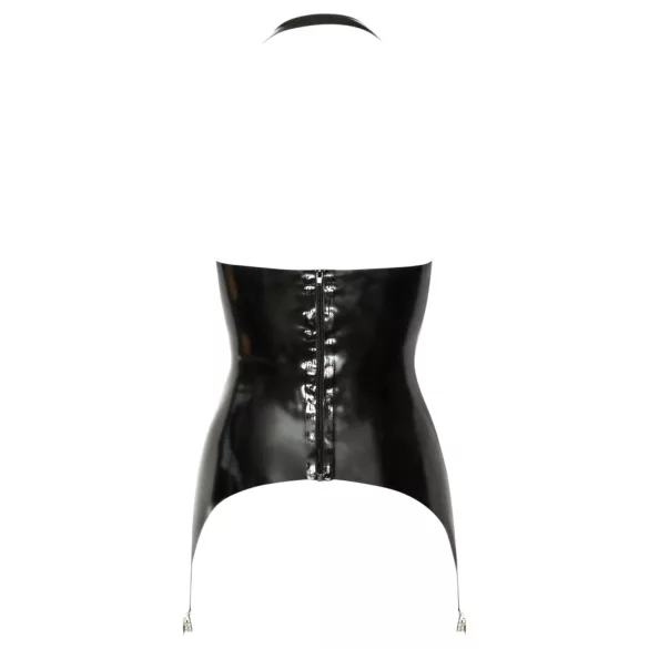 Late X - åben bh-top med hofteholder i latex (sort)