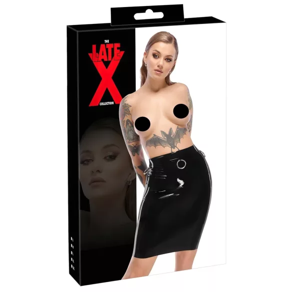 LATEX - latex midinederdel (sort) - 2XL