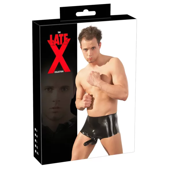 LATEX - boxer med penishylster - sort latex