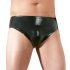 LATEX - herreunderbukser med indbygget penis og anal dildo (sort) - M