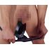 LATEX - Herreundertøj med indvendig konisk anal dildo (sort) - L