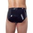LATEX - Herreundertøj med indvendig konisk anal dildo (sort) - L