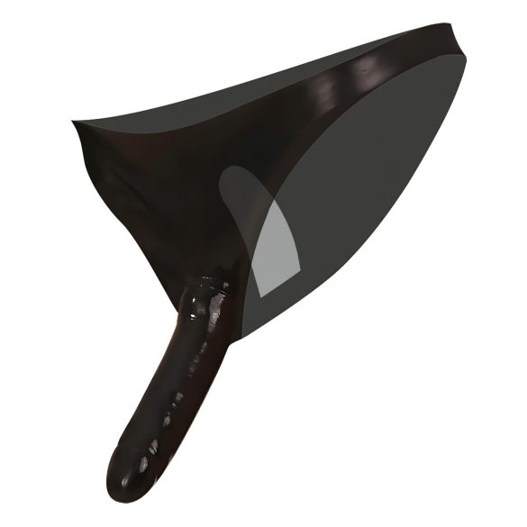 Latex - ydre og indre dildo - sort (S-L)