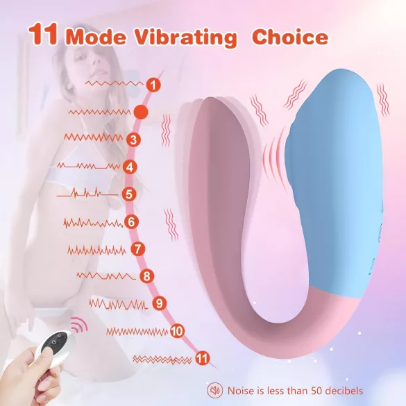 Mrow 03 - parvibrator - genopladelig og vandtæt - blå/pink