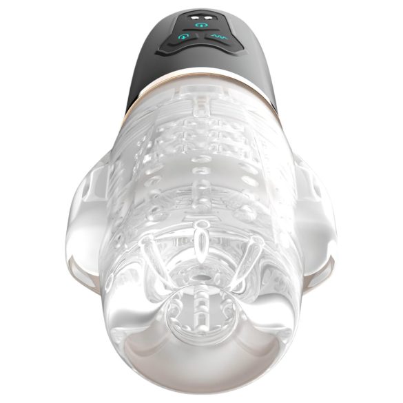 Funny Me Rocket Cup - sugende vibratorisk masturbator - gennemsigtig/sort