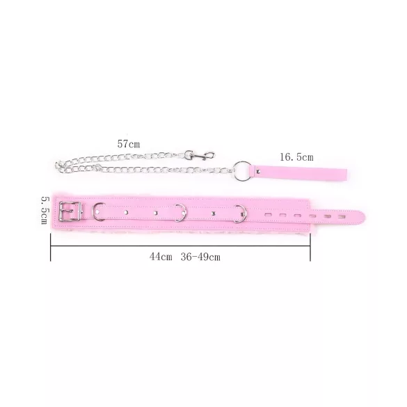 Polstret - bdsm halsbånd og line - pink