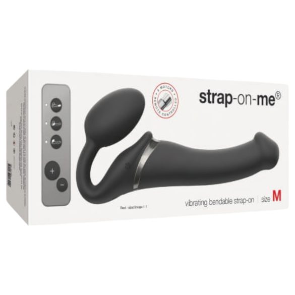 Strap-on-me M - justerbar vibrerende strap-on - medium (sort)