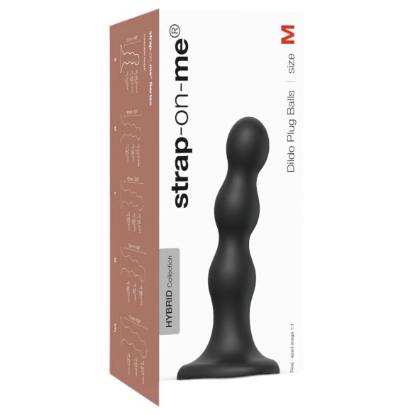 Strap-on-me Balls M - kugleformet, sugekop dildo (sort)