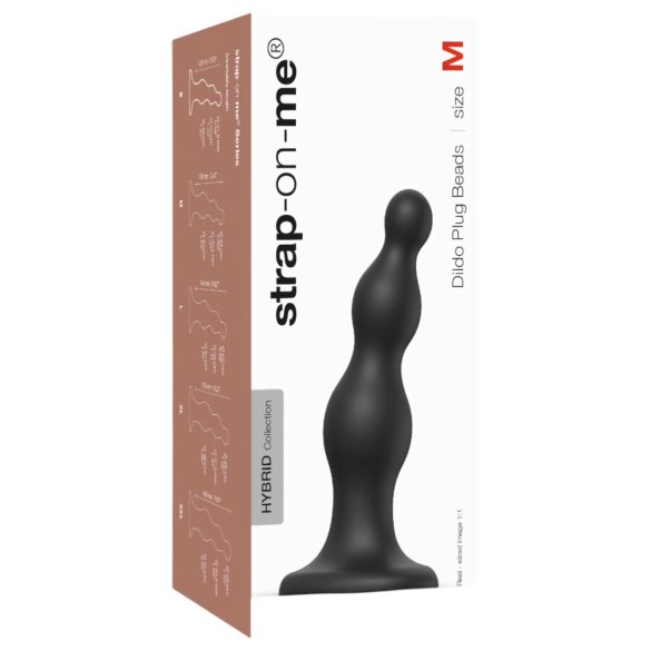 Strap-on-me Beads M - perlekæde sugekop dildo (sort)