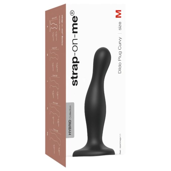 Strap-on-me Curvy M - Bølget dildo med sugekop (sort)