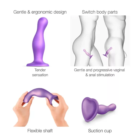 Strap-on-me Curvy S - bølget dildo med sugekop (lilla)