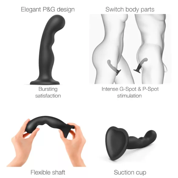 Strap-on-me - dildo med sugekop - bøjet - sort